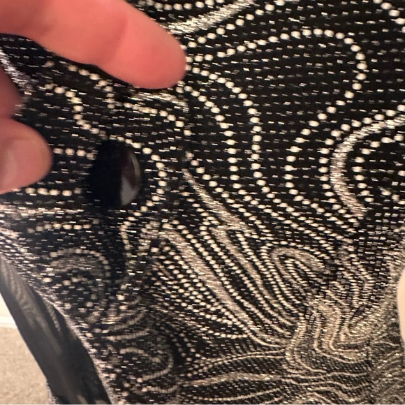 ⭐️Song & Sung Sm Black and Silver Patterned Blouse Jacket with Sheer Sleeves - Picture 5 of 9